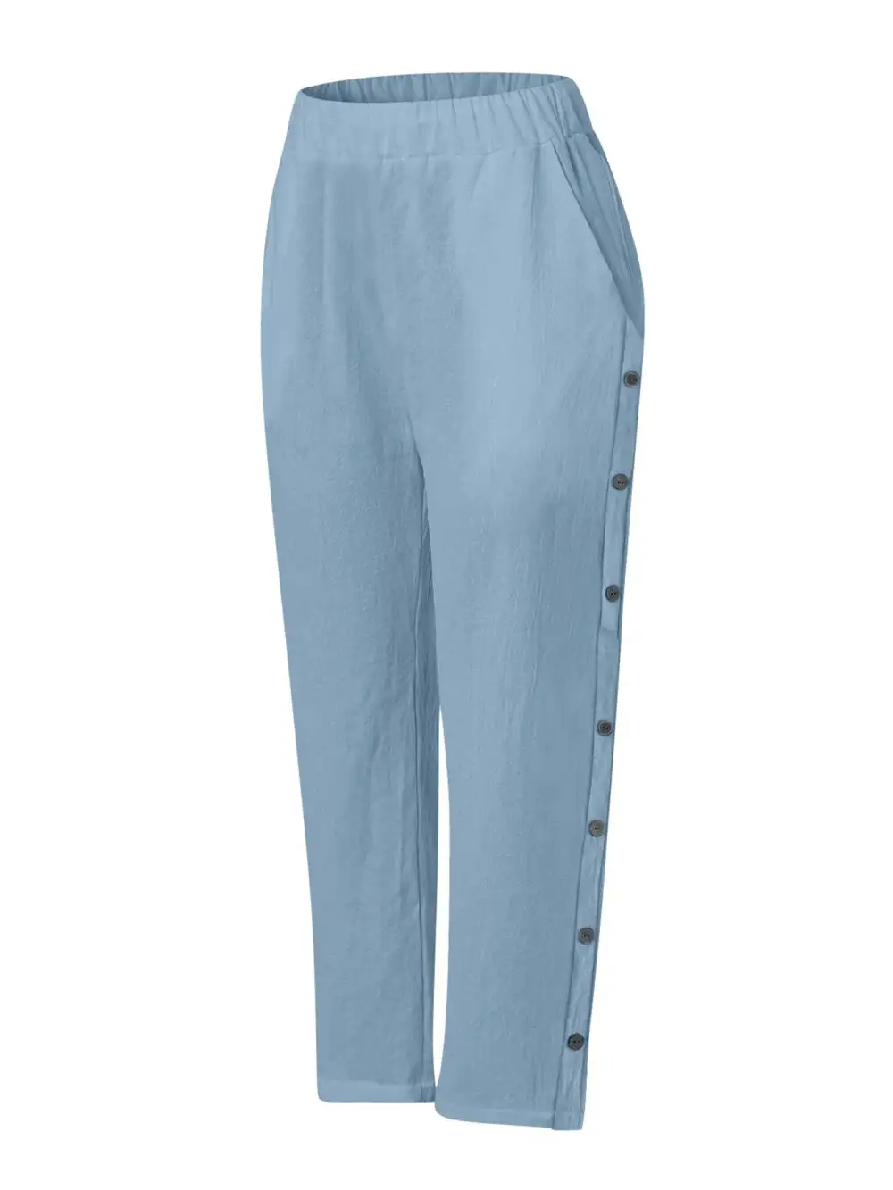 Wide Leg Button Detail Pocketed Pants