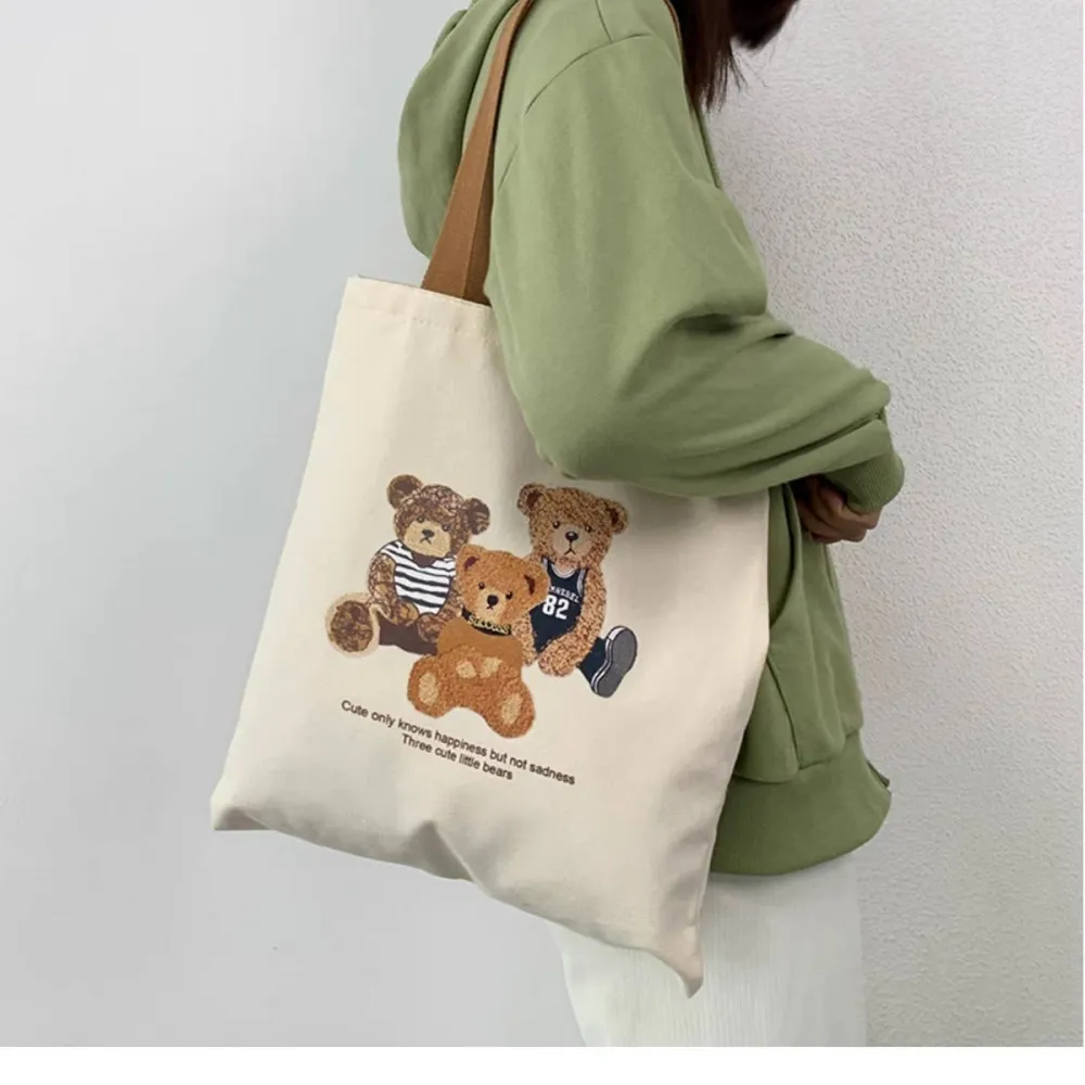 Textured Canvas Printed Tote Bag