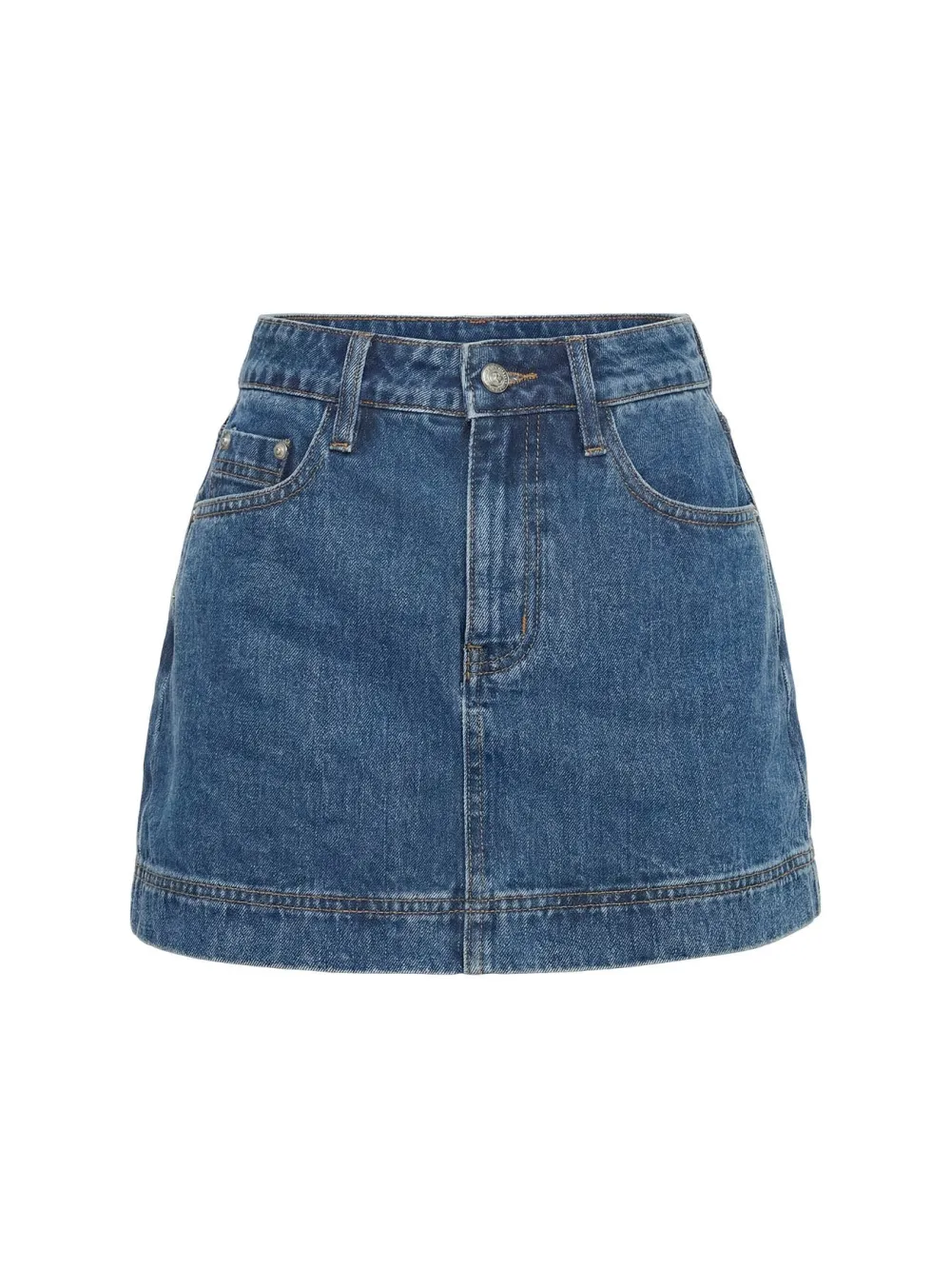 Mid-Wash Classic Denim Skort