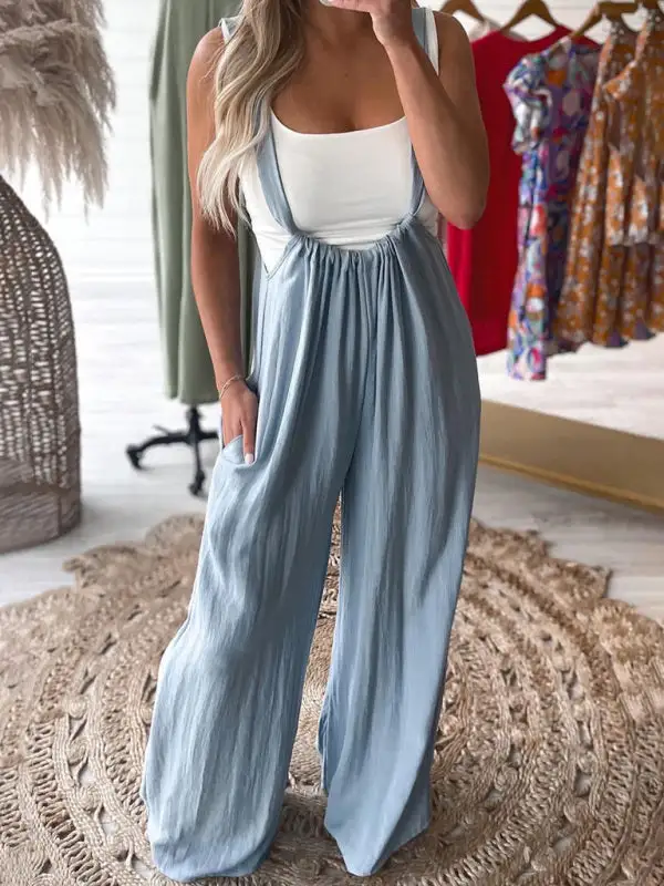 Jumpsuit Clean All Match Lace Up Pants