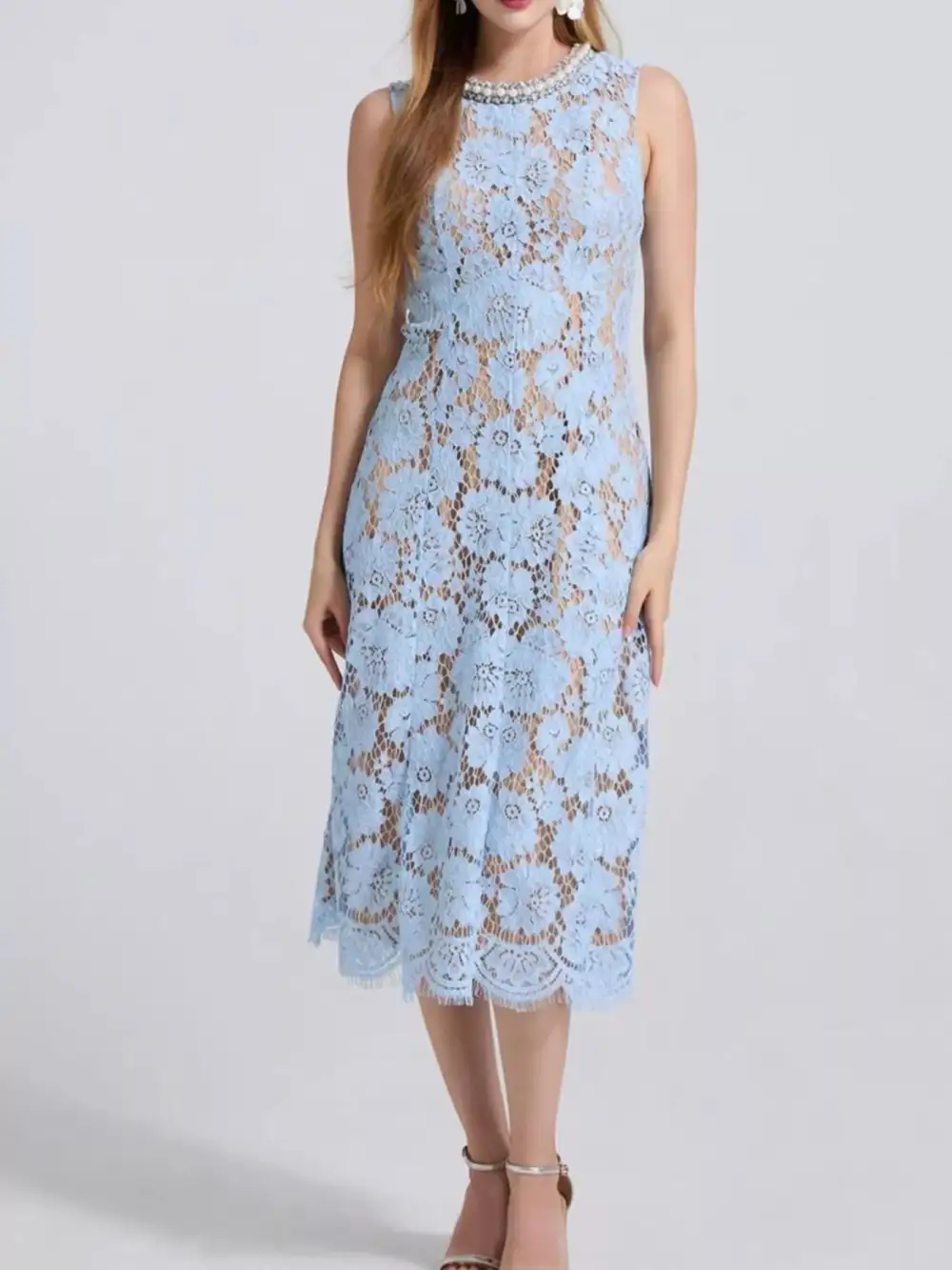 Lace Sleeveless Dress Casual
