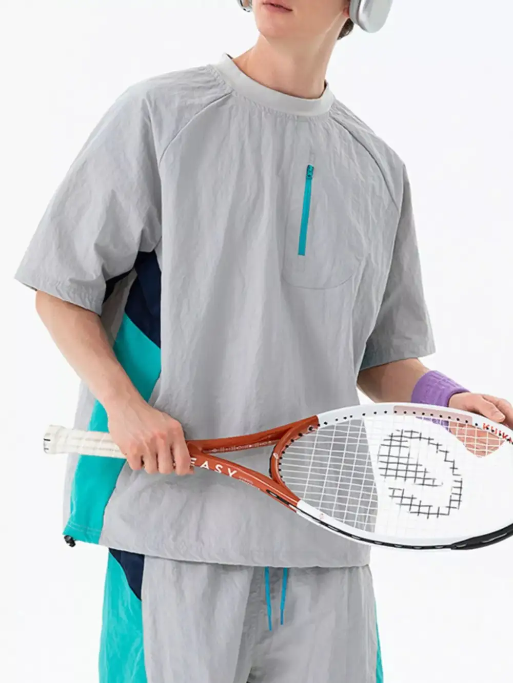 Contrast Round-Neck Short-Sleeve T-Shirt