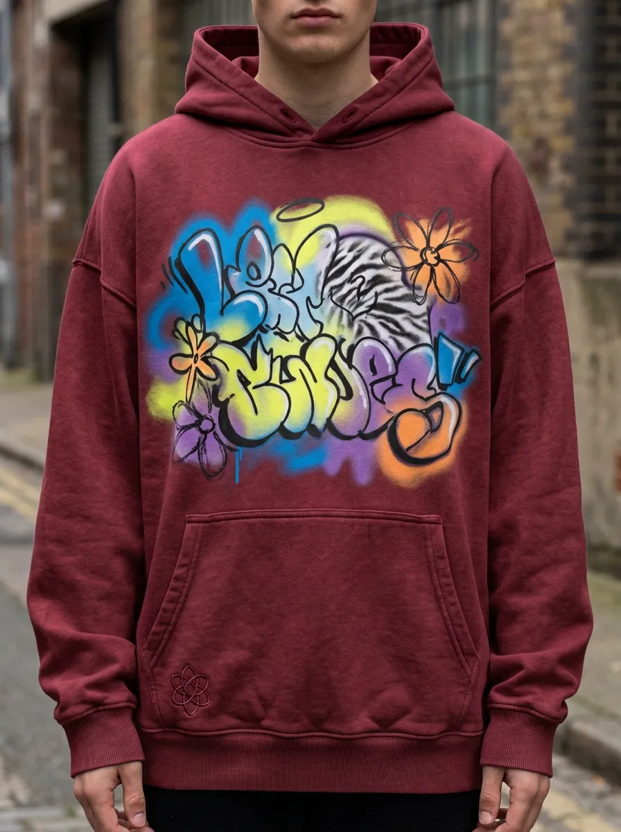 Unisex Streetwear Graffiti Flower Zebra Contemporary Graphic Hoodie