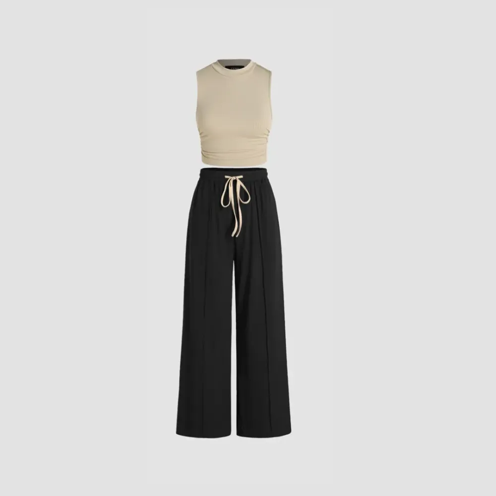 Women's Casual Tank Top & Elastic Waist Pants Set