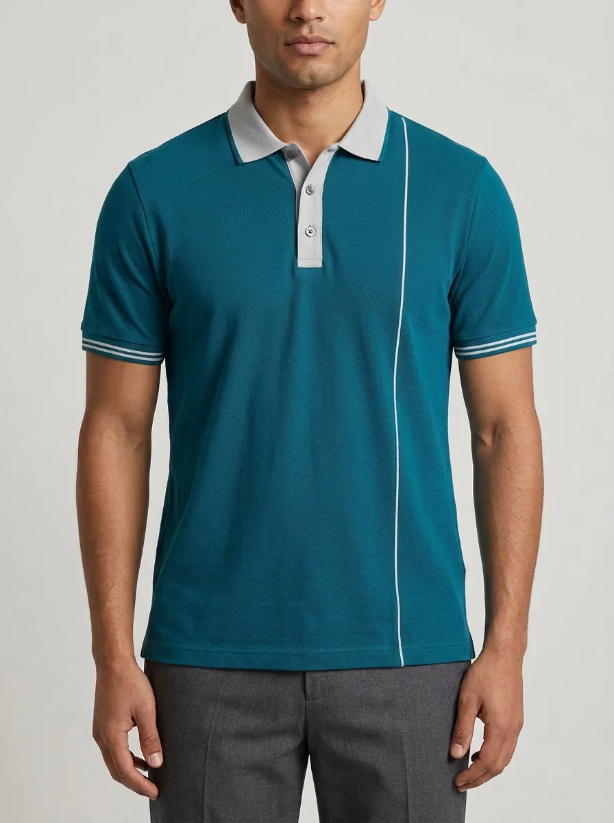 Men's Harbor Casual Minimalist Vertical Stripe Polo Shirt