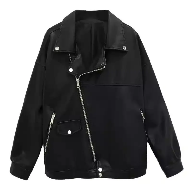 Soft Faux-Leather Leather Casual Outerwear Jacket