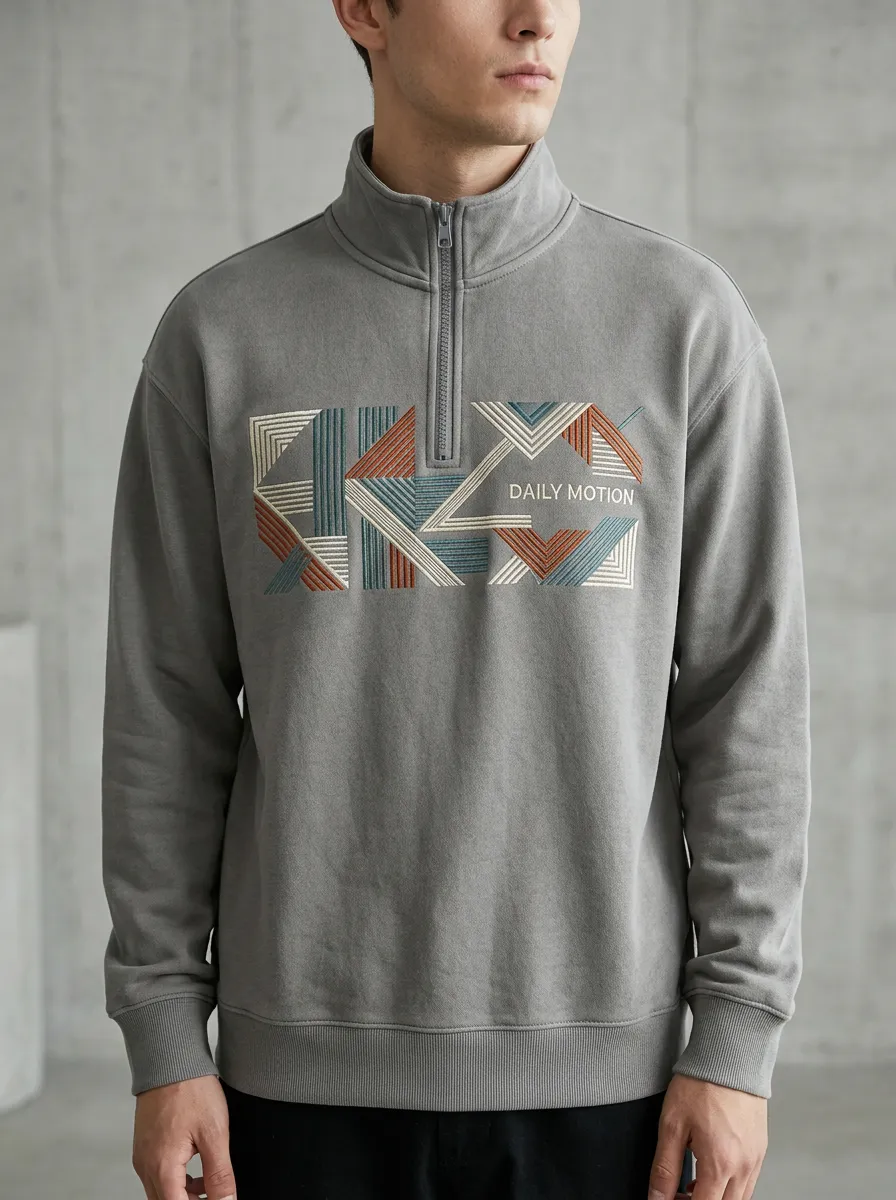 Abstract Half-Zip Geometric Men's Half-Zip Sweatshirt