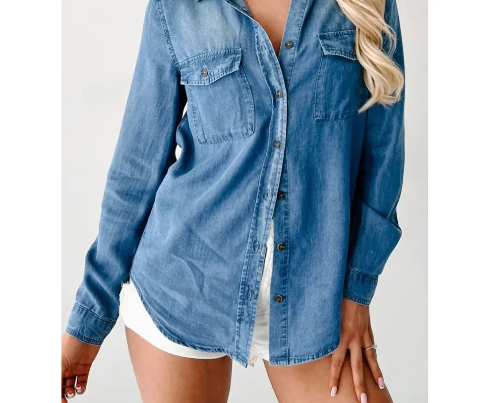Button-Down Collared Denim Shirt