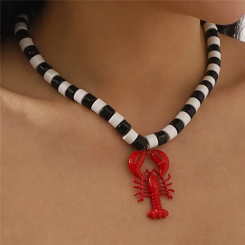 Metal Crayfish Pendant Earring Necklace