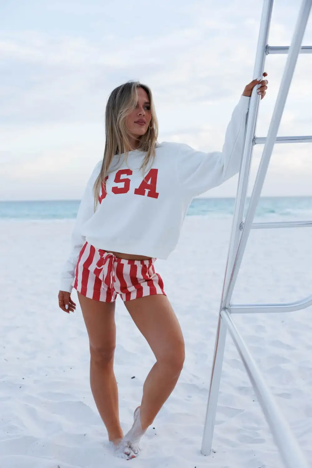 Classic Cotton Striped Drawstring Casual Shorts
