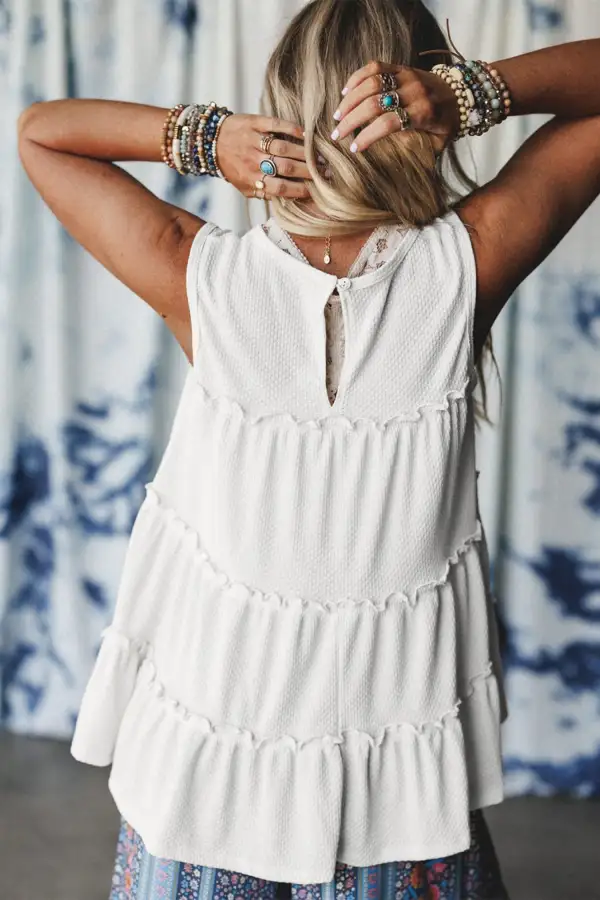 Tiered-Frill Lightweight  Tank Top