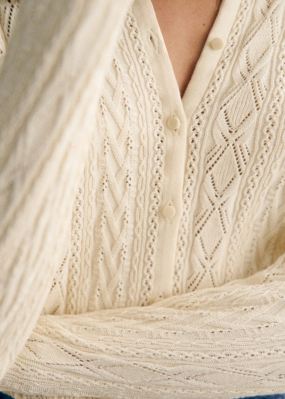 Solid Color Gentle Style Organic Cotton Long Sleeve Cardigan