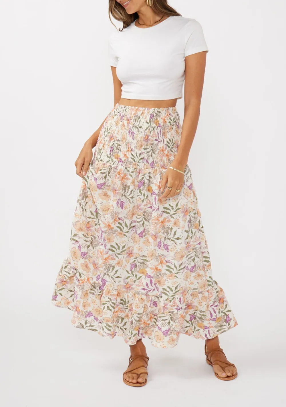 Ruffle Smocked Waist Skirt