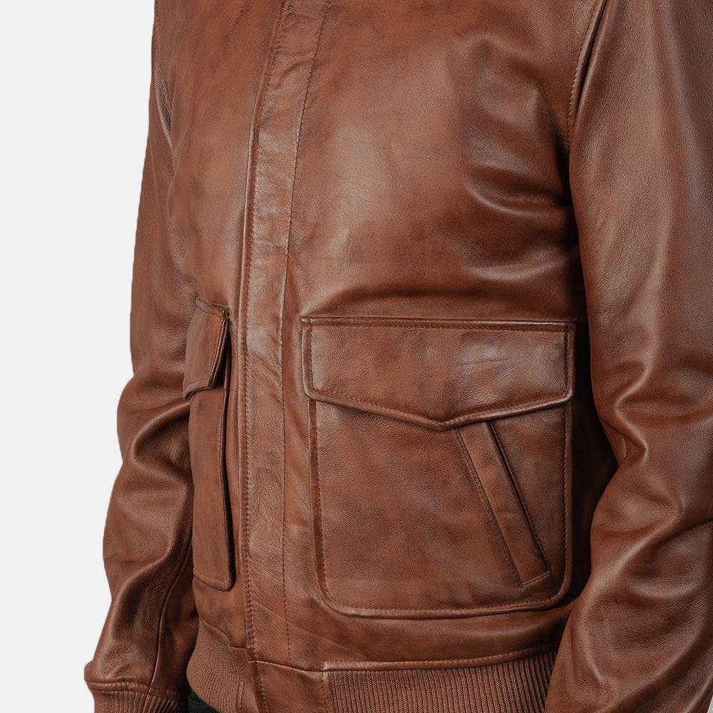 Men's Field Style Bomber Leather Jacket