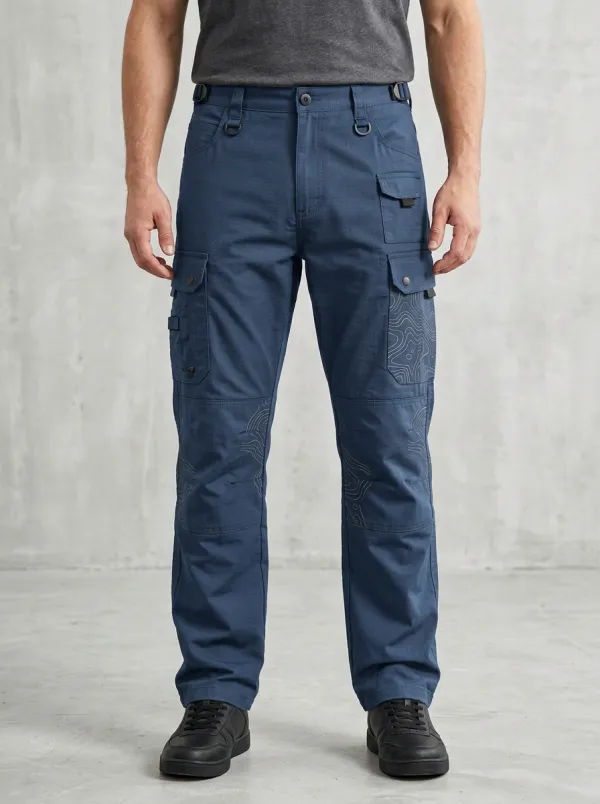 Unisex Outdoor Hiking Topographic Printed Tactical Work Pants