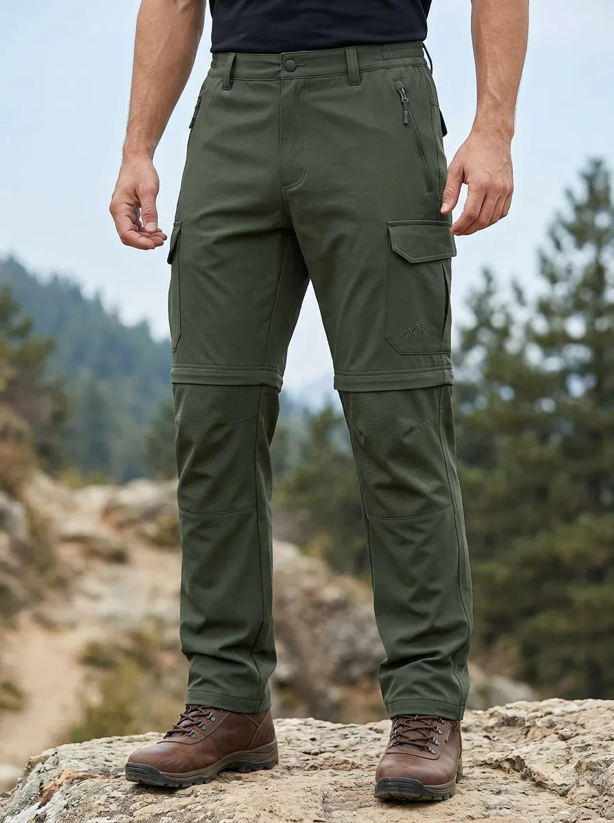 Men's Trek Travel Mountain Graphic Waterproof Zip Tactical Cargo Pants