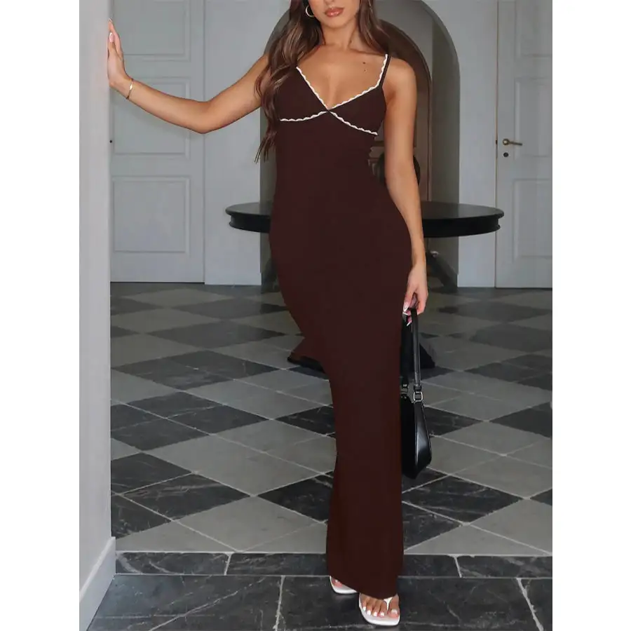 Lace Detail Slim Fit Bodycon Maxi Dress
