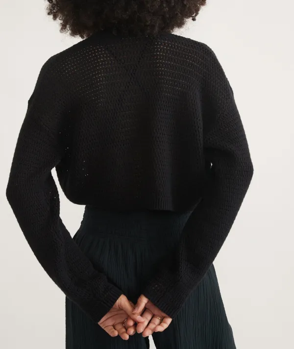 Short Knit Cardigan with Open Front