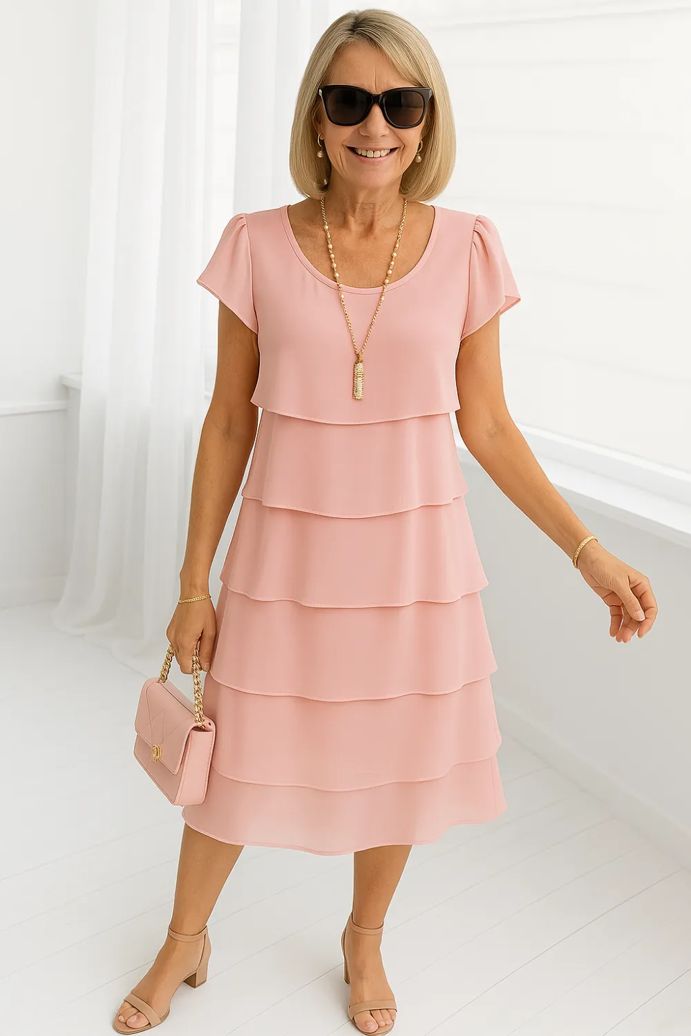  Layered Short Sleeve Dress