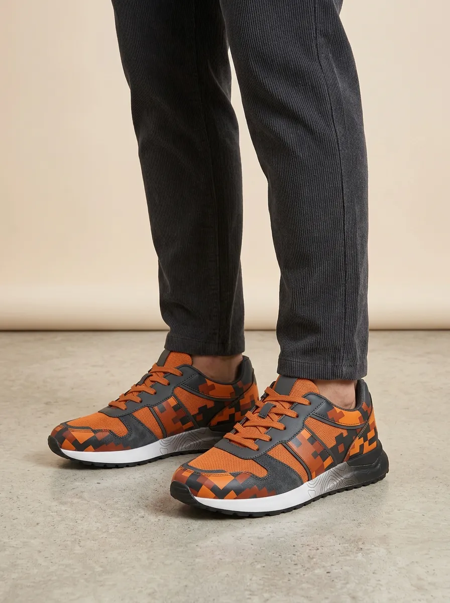Men's Pixel Gamer Camo Printed Sneakers