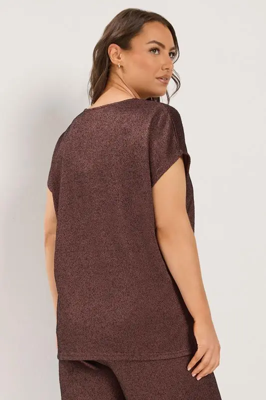Chocolate Brown Textured Knit Top & Trousers Set