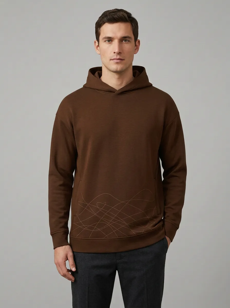 Men's Abstract Line Art Pattern Graphic Pullover Hoodie