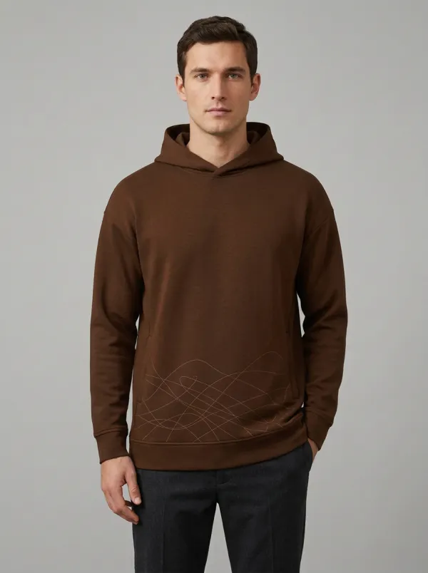 Men's Abstract Line Art Pattern Graphic Pullover Hoodie