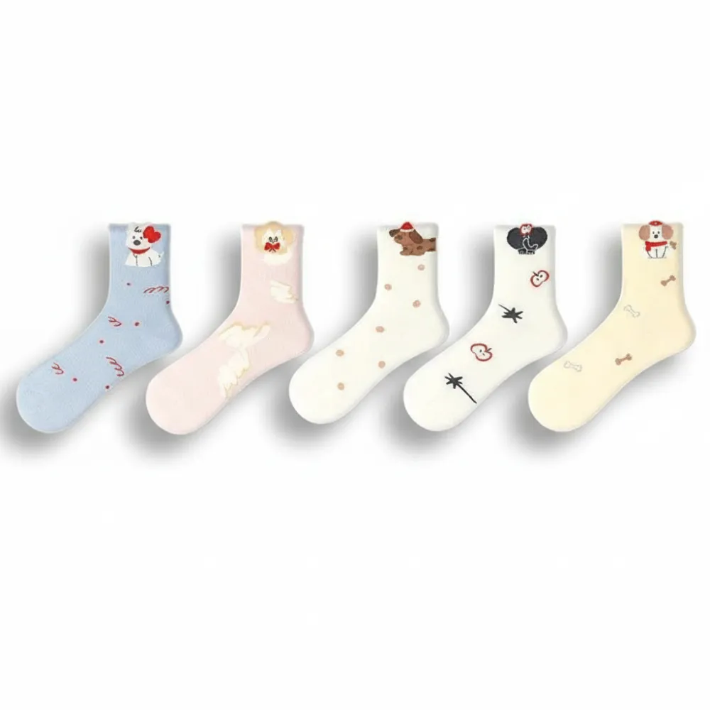 Playful Puppy Pattern Crew Socks