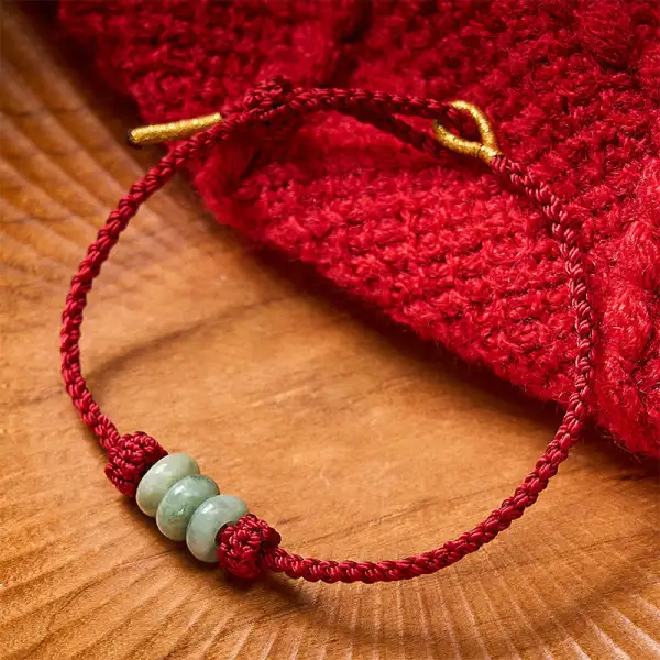 Handmade Braided String Jade Beads Adjustable Diy Bracelet