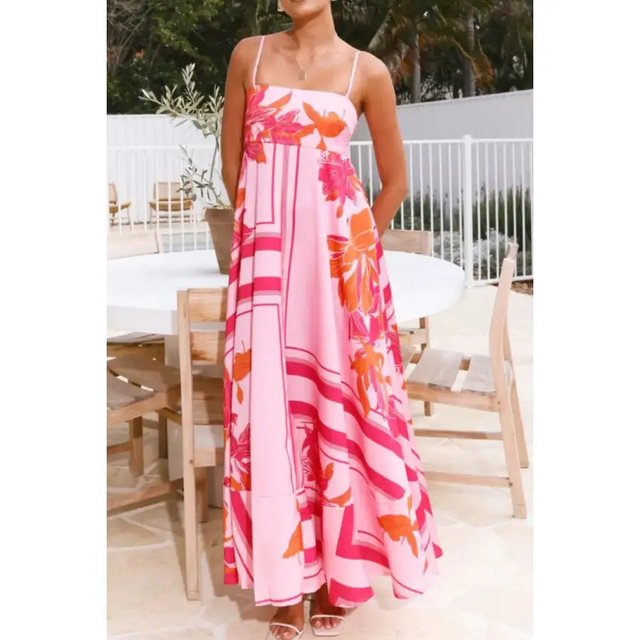 Casual Printed Square Neck Cami Maxi Dress