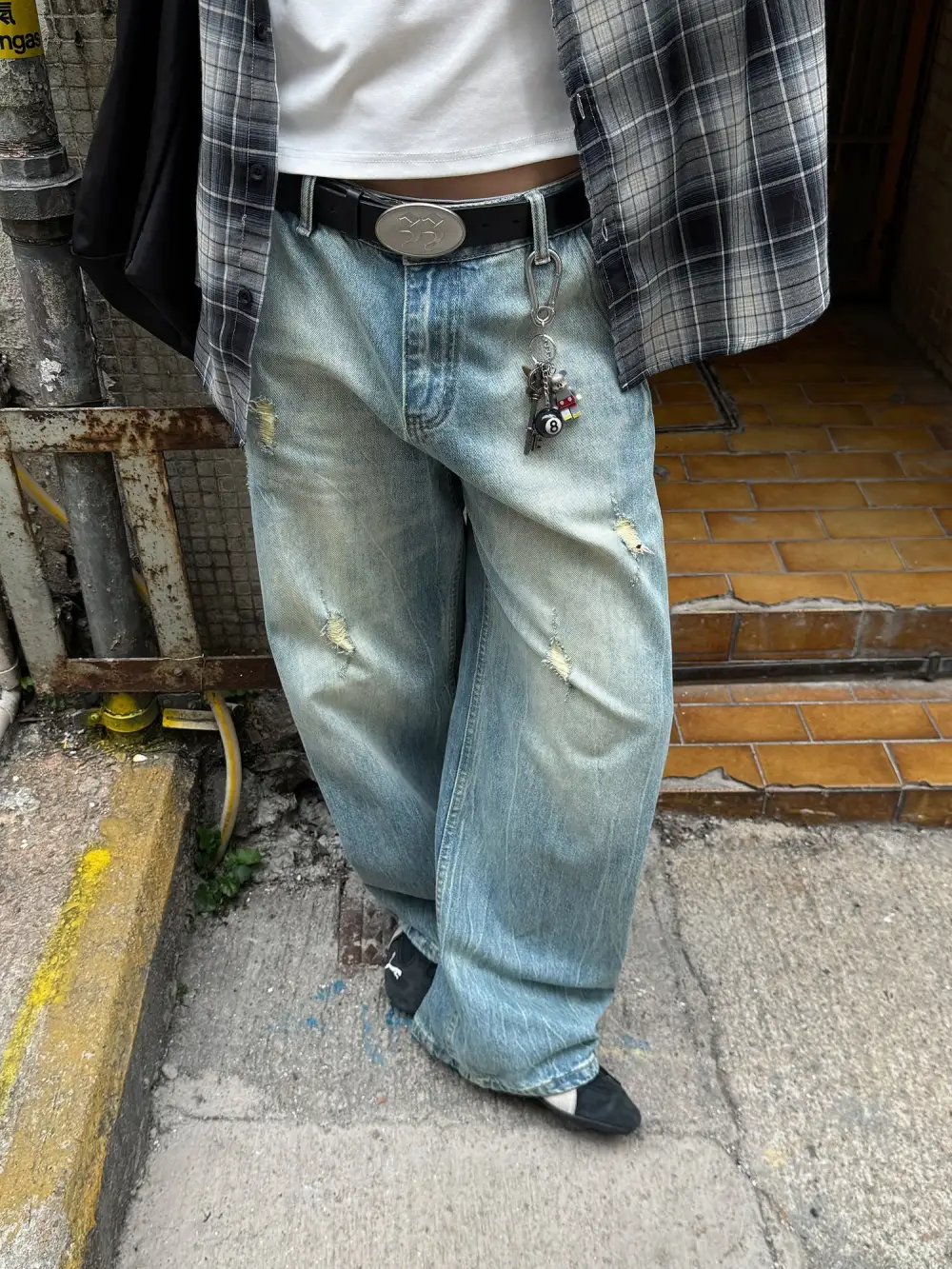 Lightning Washed Ripped Jeans