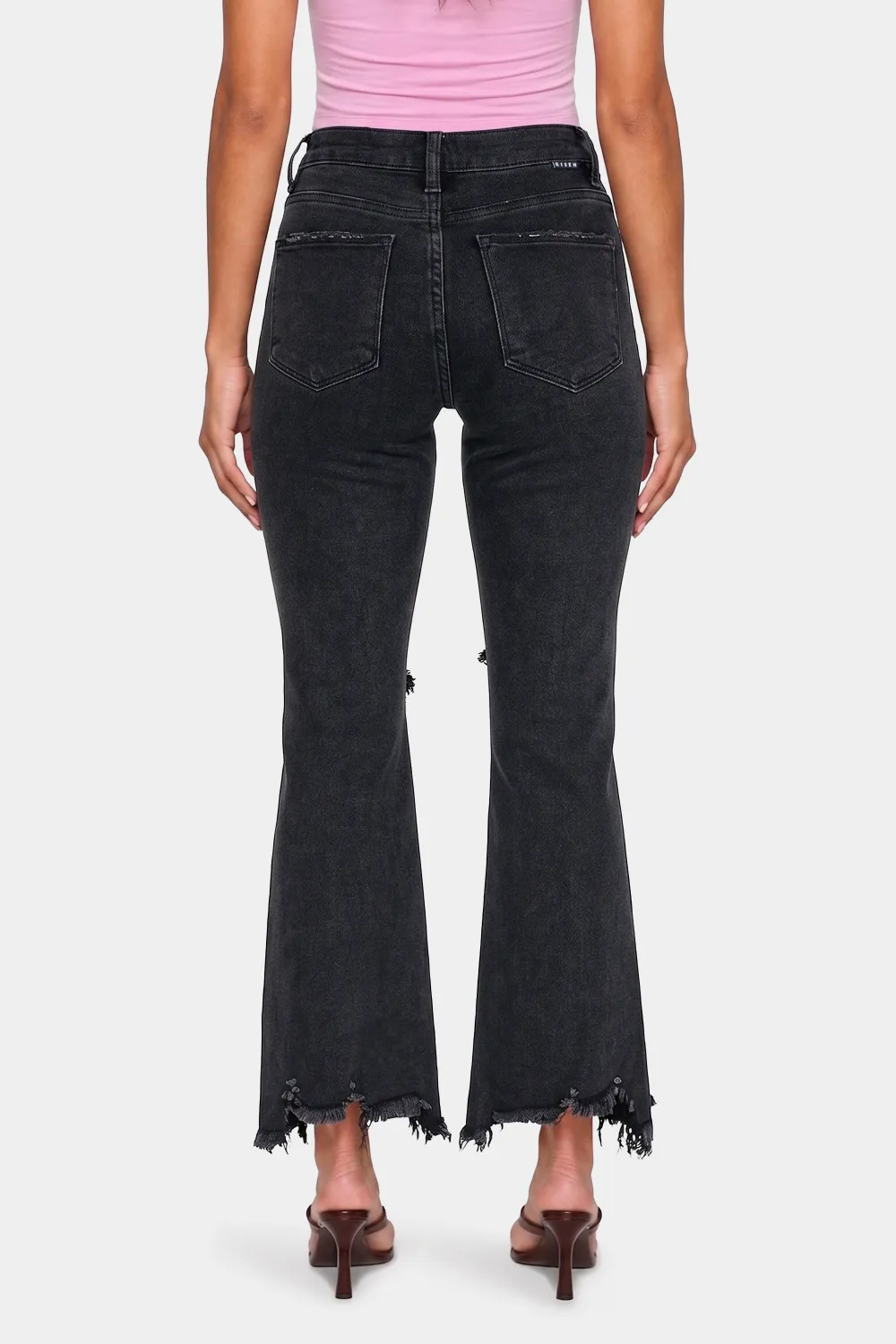 Distressed Cropped Straight Leg Jeans