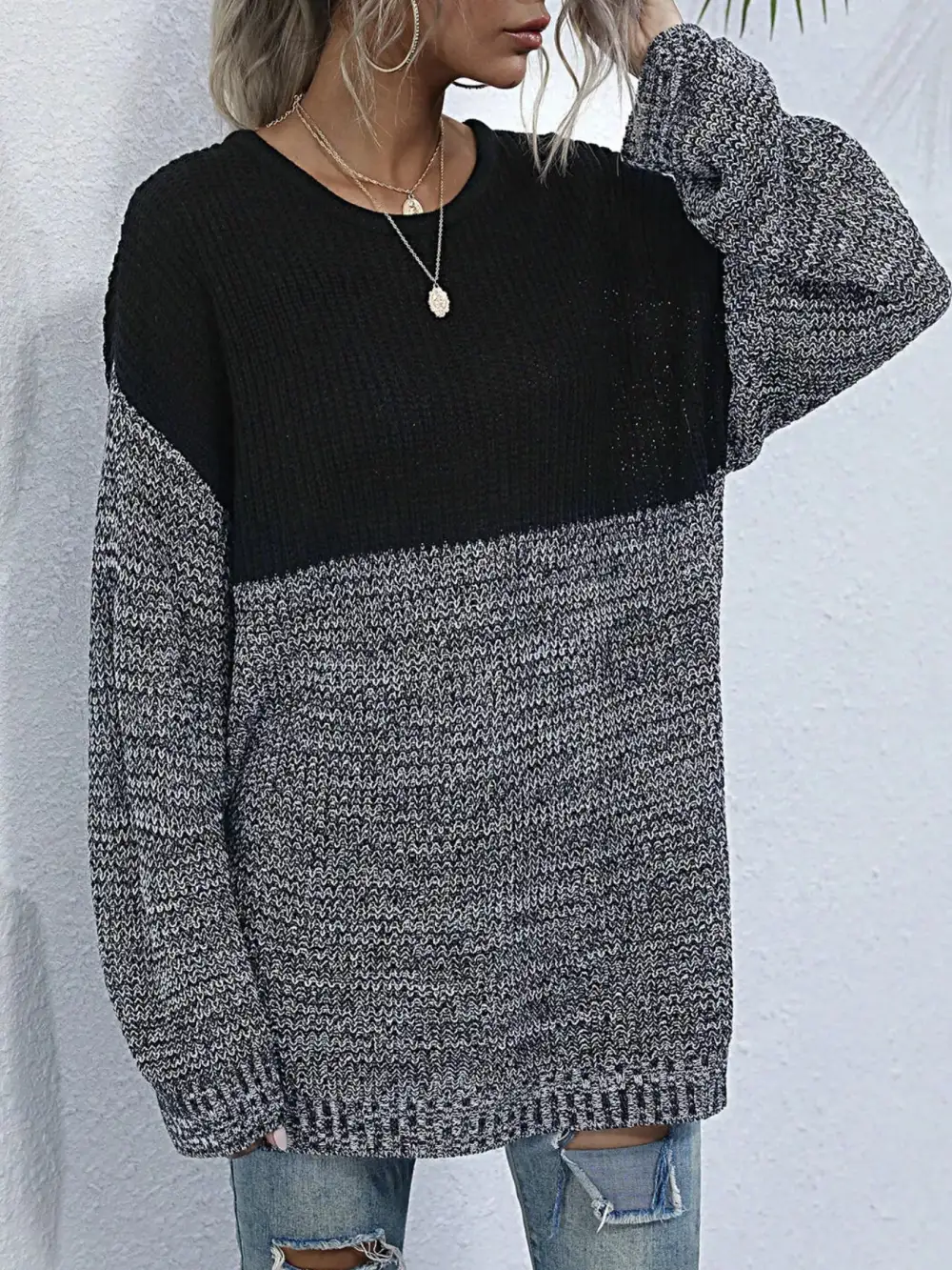 Color Block Oversized Sweater