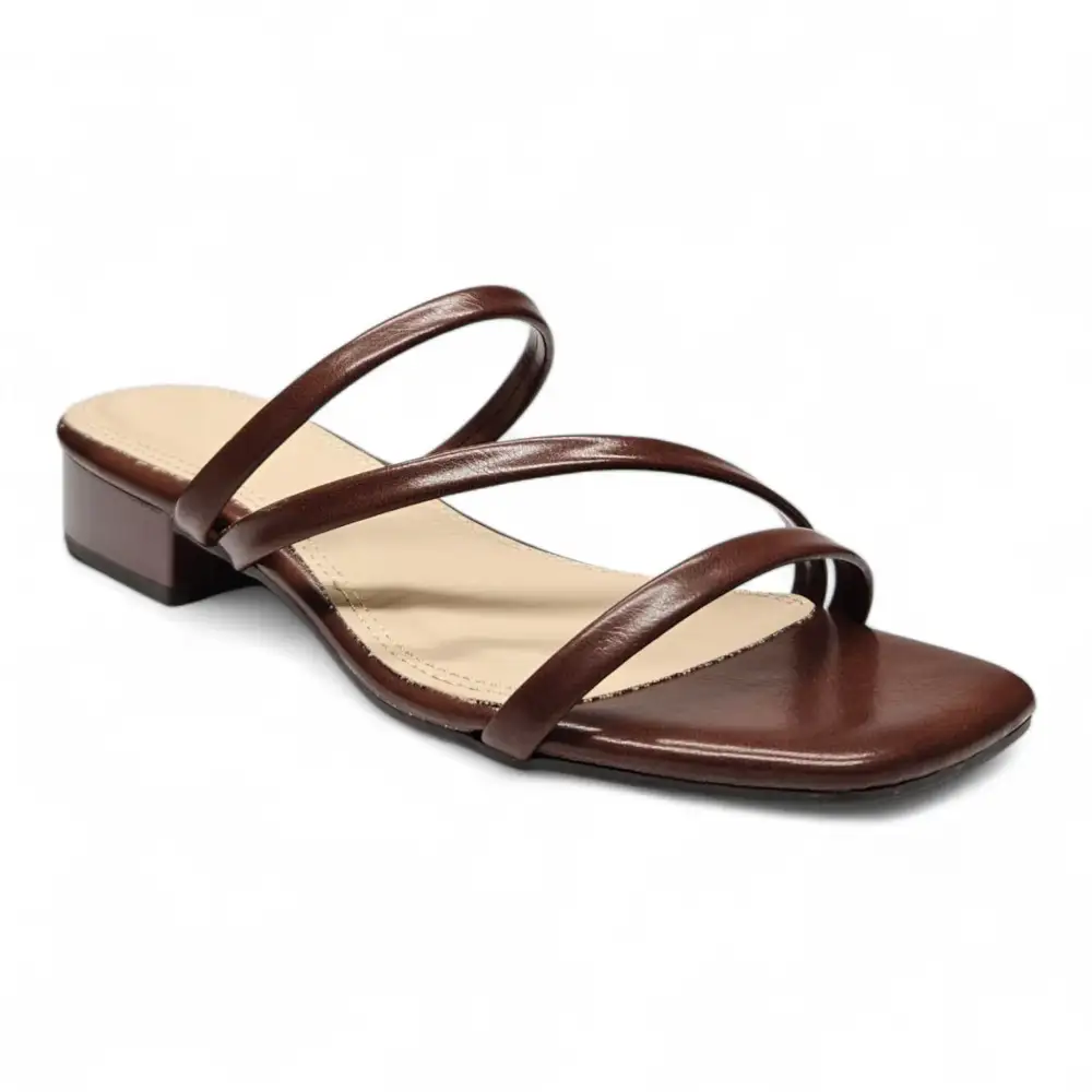 Airy Strappy Square Toe Block Heel Sandals