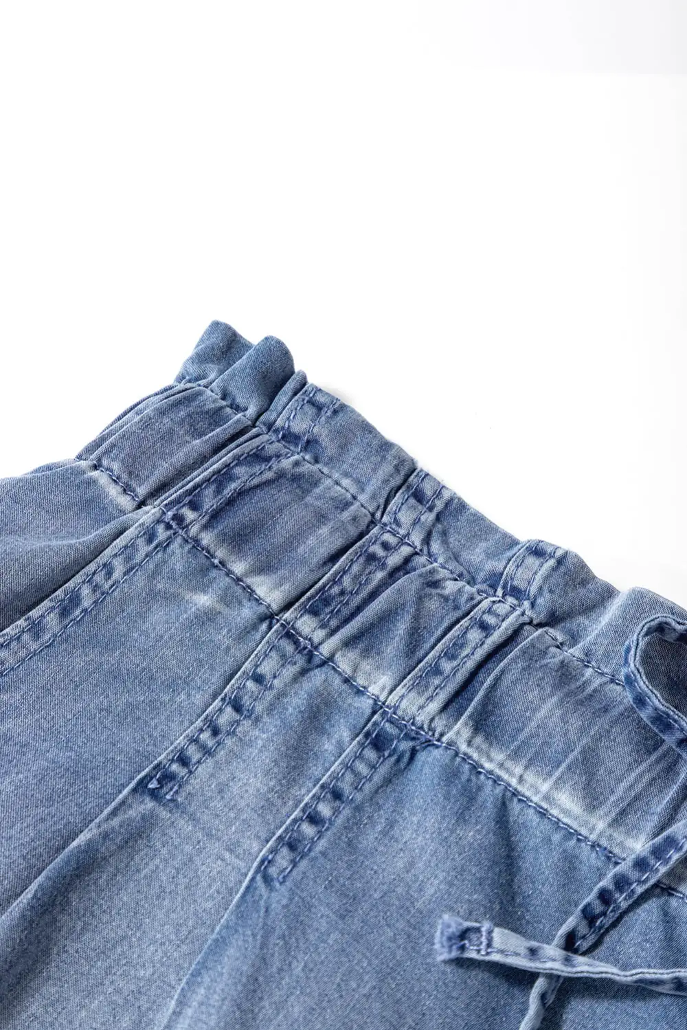 Dusk Blue Raw Hem Lace-Up High