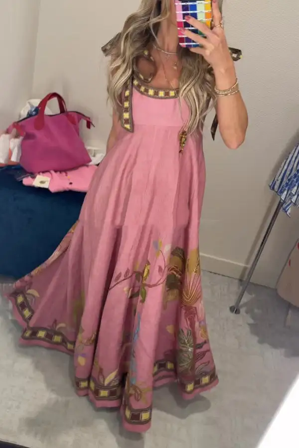 Sophisticated Tie Detail Tie Front Top And Flowing Maxi Skirt Set