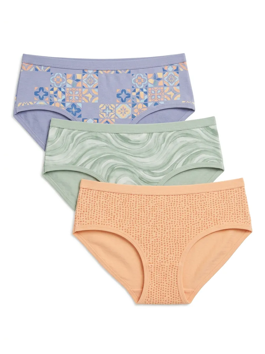 Marble Polka Dot Hipster Printed Briefs Three Pack