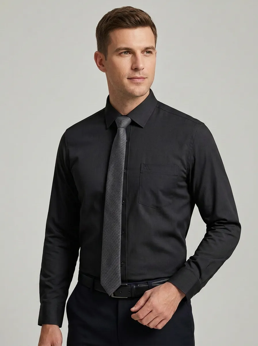 Men's Business Casual Non-Iron Cotton Light Blue Formal Shirt