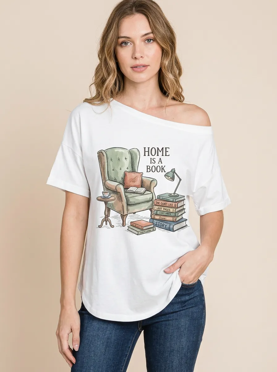 Women's Book Reading Chair Books Graphic T-Shirt