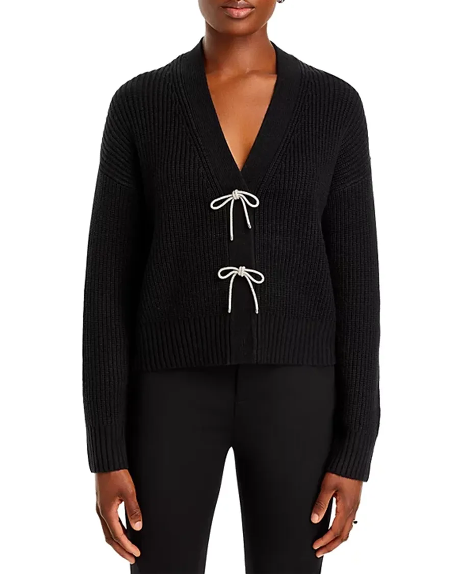Sparkly Bow Embellished Cardigan