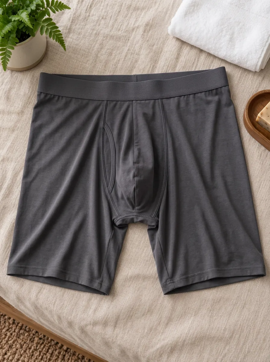 Men's Solid Charcoal Grey Plain Printed Boxer Briefs