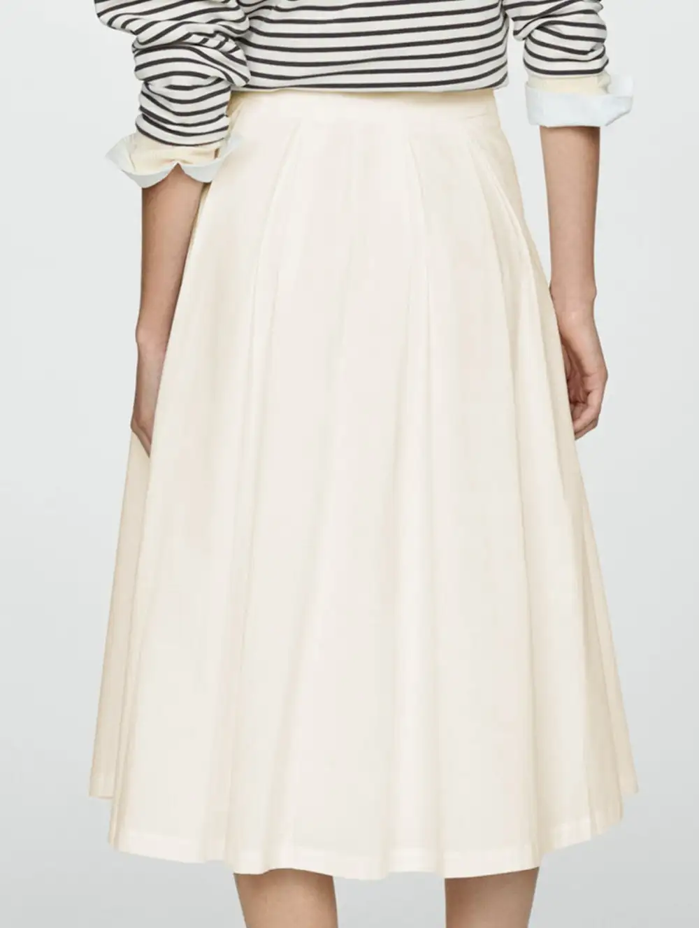 Zipper Flared Midi Skirt