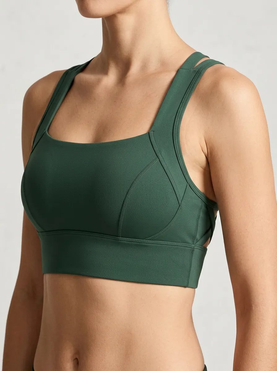 Women's Studio Square Neck Panel Detail Sports Bra