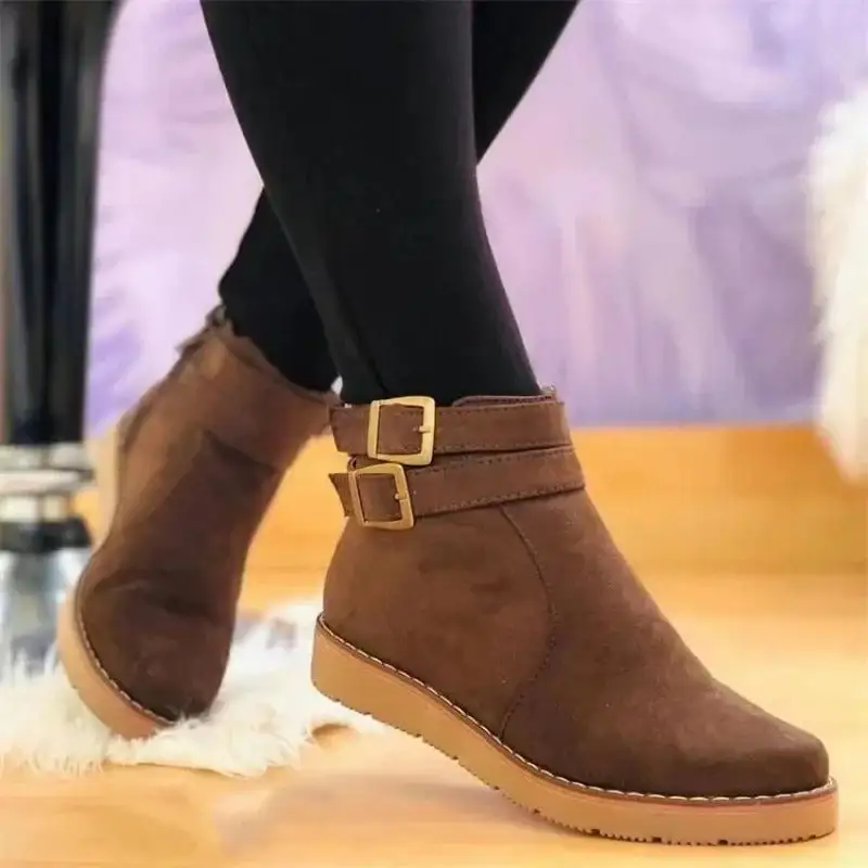  Double Buckle Ankle Boots Apparel