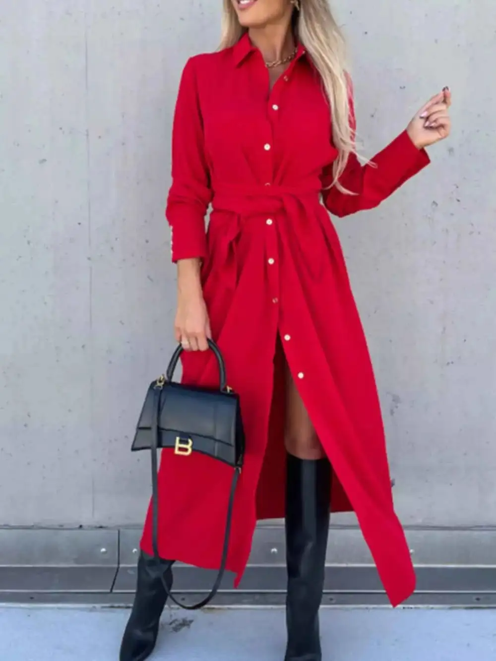 Plus Size Button Front Shirt Dress