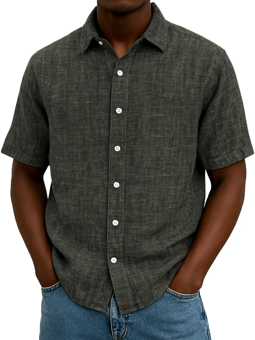 Easy Fit Linen Blend Button Front Shirt