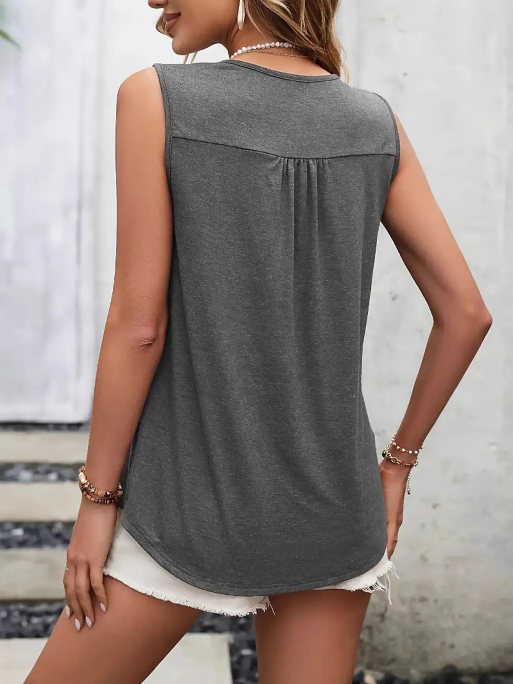 Scoop-Neck Lace Tank Top