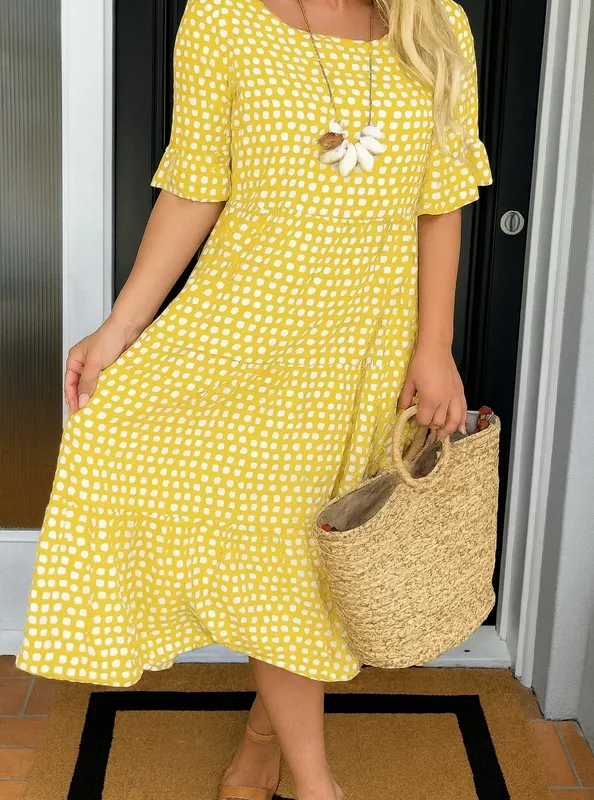 Short Sleeve Midi Dress