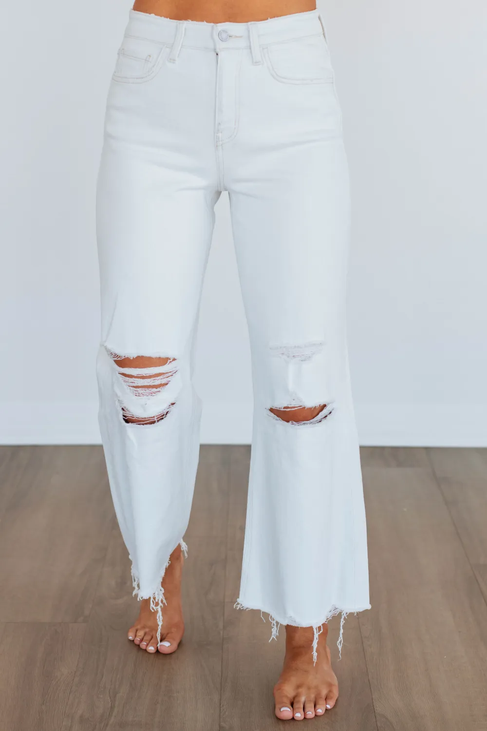Women's High Rise Flared Leg Cropped Jeans