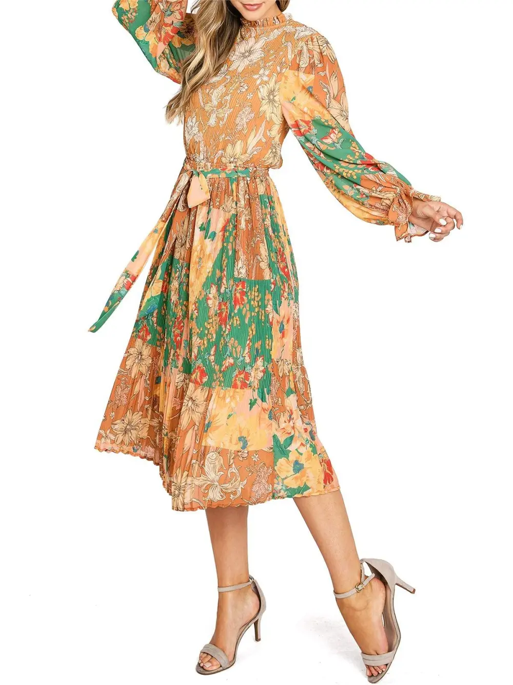 Floral Long Sleeve Midi Dress